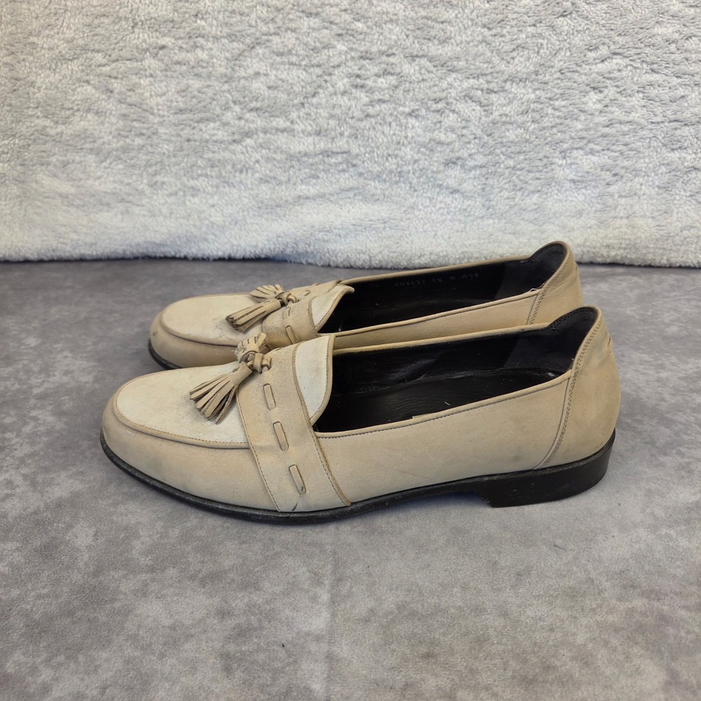 Cole Haan Bragano Mens 12 M Tassel Loafers Beige Leather Made in Italy C03637